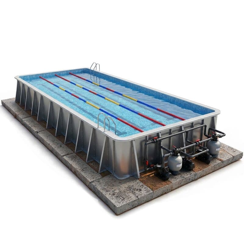 Piscine modulaire en acier de qualité compétition avec structure autostable